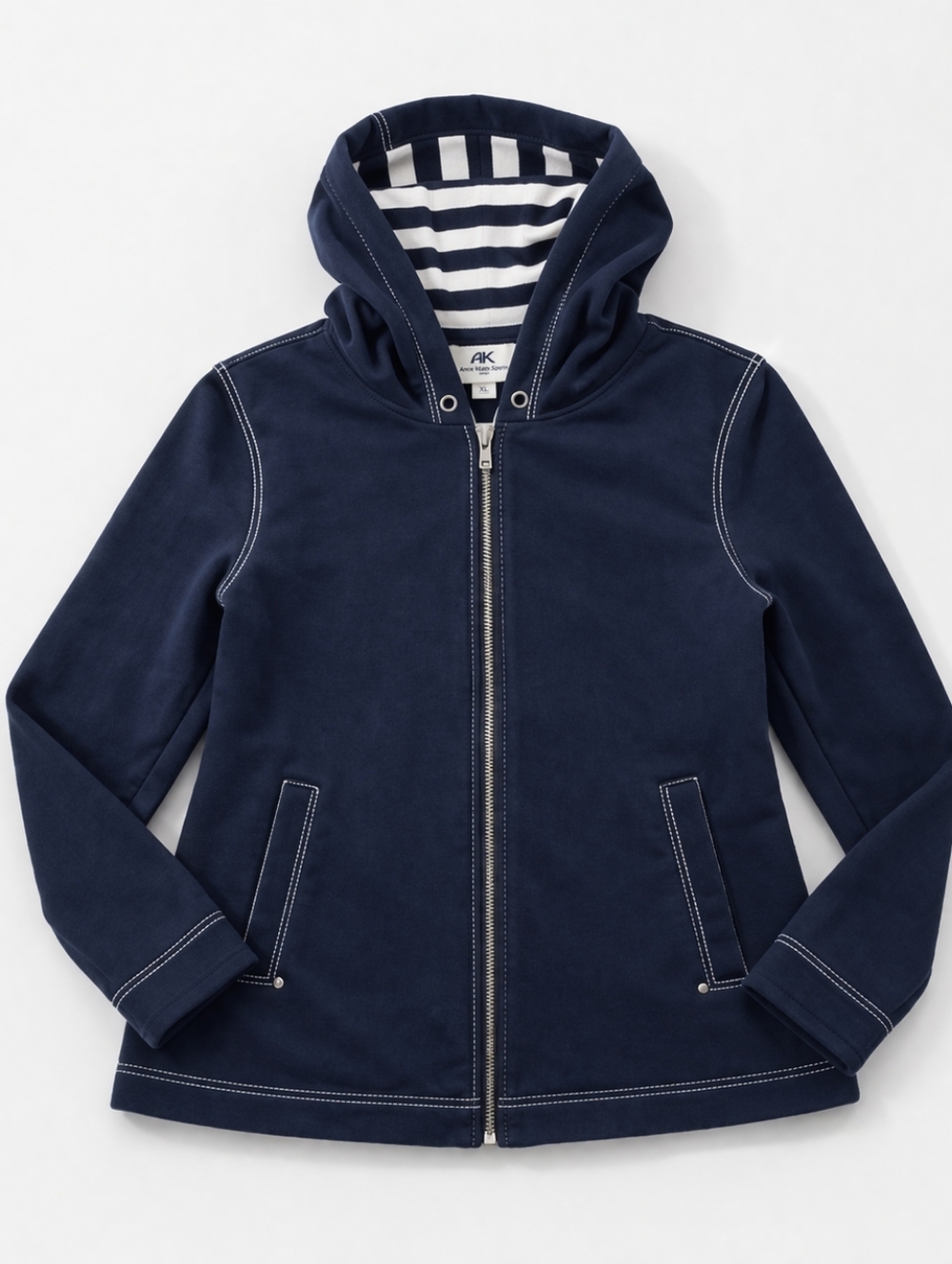 Anne Klein Sport Blue Hoodie Zipper Track Jacket Sweater